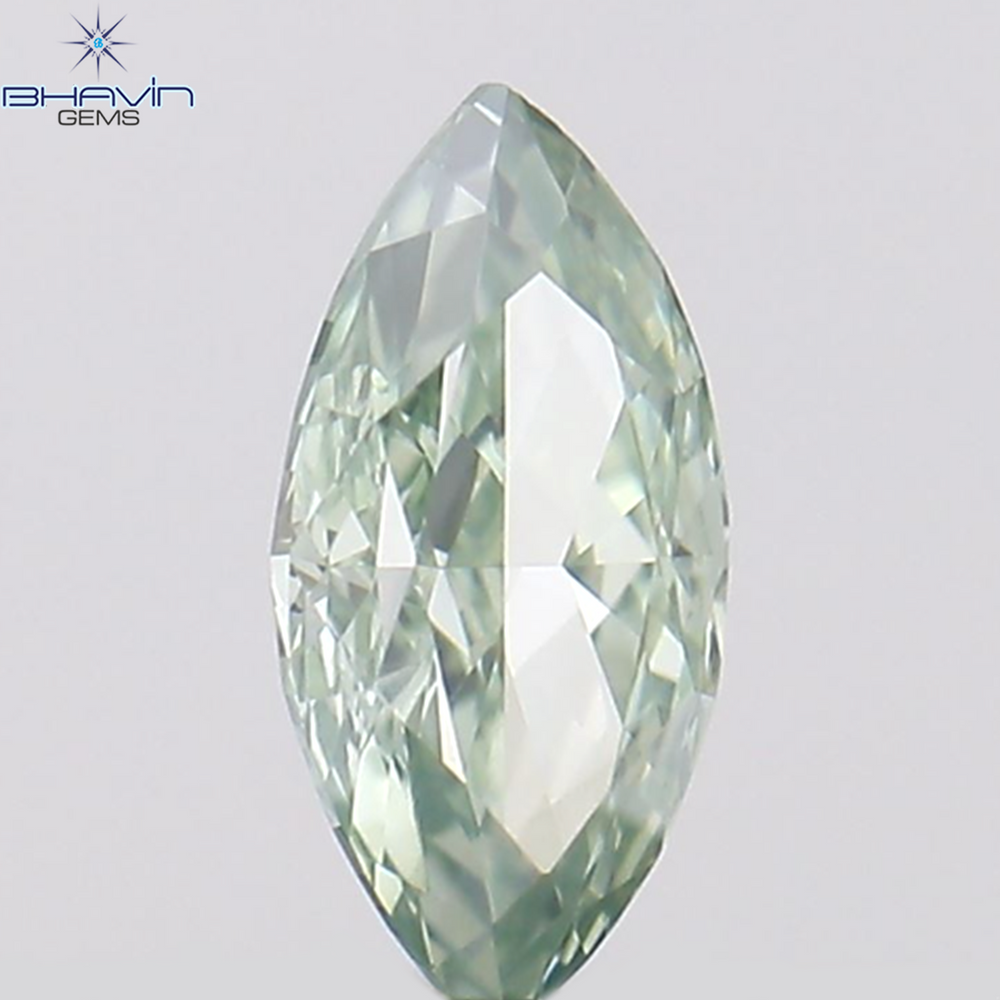 0.36 CT マーキス シェイプ ナチュラル ダイヤモンド グリーンがかったブルー カラー SI1 クラリティ (6.85 MM)