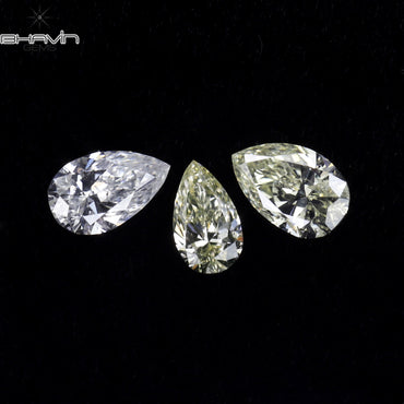 0.30 CT/3 PCS Pear Shape Natural Diamond White Color VS-SI Clarity (4.15 MM)