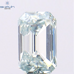0.39 CT Emerald Shape Natural Diamond Greenish Blue Color VS1 Clarity (4.86 MM)