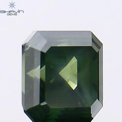1.01 CT アッシャー シェイプ ナチュラル ダイヤモンド グリーン カラー VS1 クラリティ (5.34 MM)