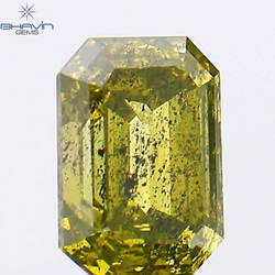 0.69 CT エメラルド シェイプ ナチュラル ダイヤモンド 強化グリーン カラー I1 クラリティ (5.70 MM)