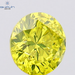 0.26 CT Round Shape Natural Diamond Greenish Yellow Color SI1 Clarity (4.11 MM)