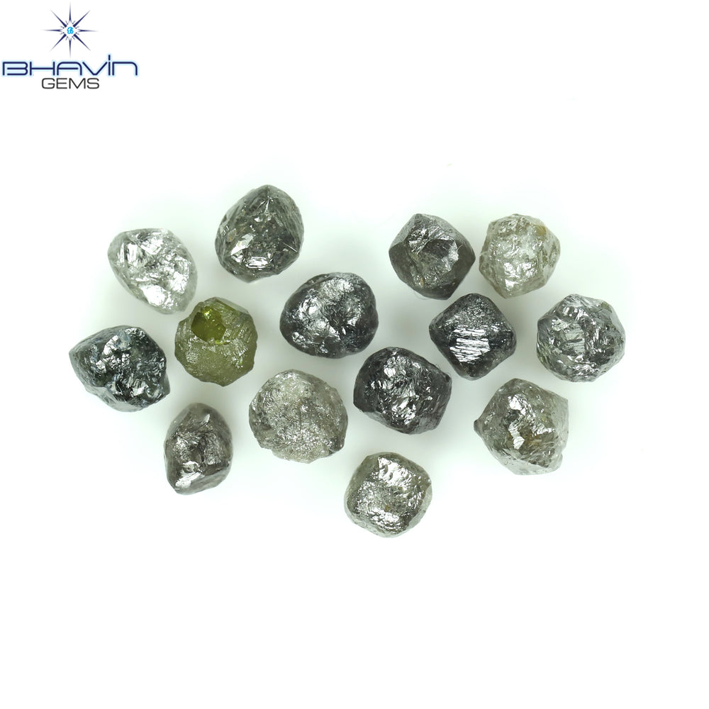 5.16 CT/14 PCS Rough Shape Salt And Pepper Color Natural Diamond I3 Clarity (4.09 MM)