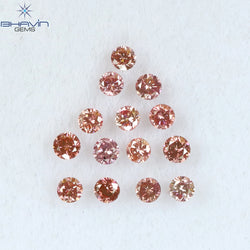 0.26 CT/14 ピース ラウンド シェイプ ナチュラル ルース ダイヤモンド ピンク カラー SI クラリティ (1.75 MM)