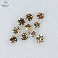 0.32 CT/10 Pcs Round Shape Natural Loose Diamond Brown Pink (Argyle) Color VS-SI Clarity (2.00 MM)