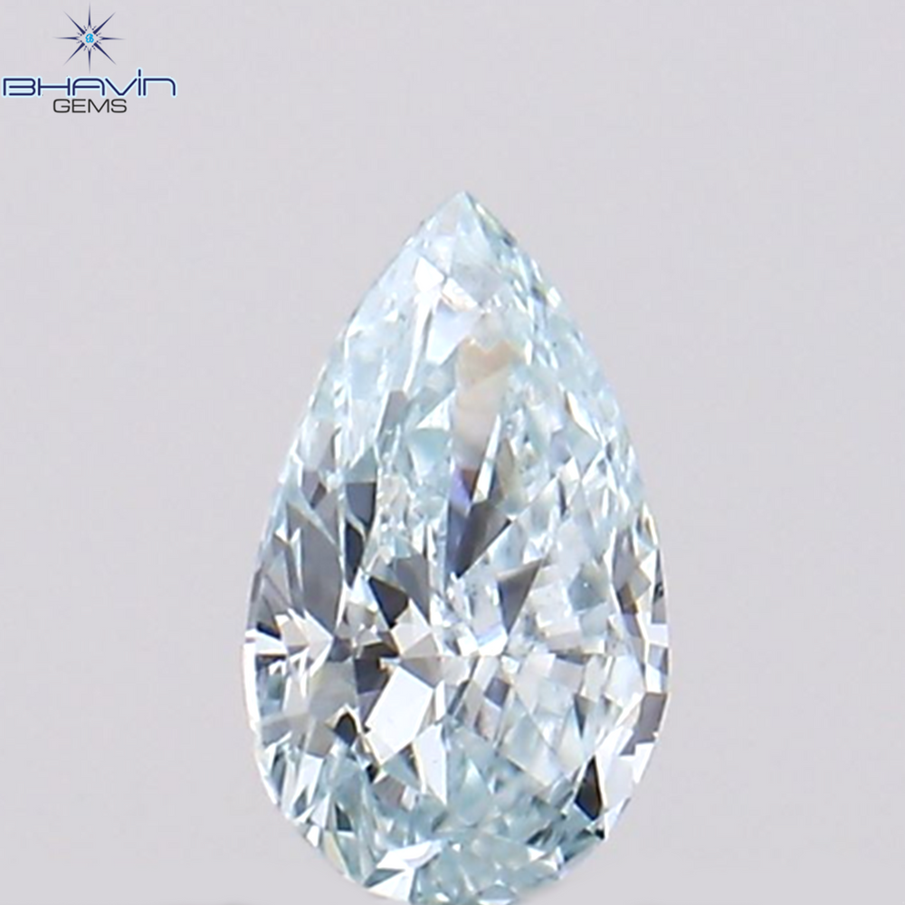 0.10 CT ペアシェイプ ナチュラル ダイヤモンド グリーンがかったブルー カラー VS1 クラリティ (3.98 MM)