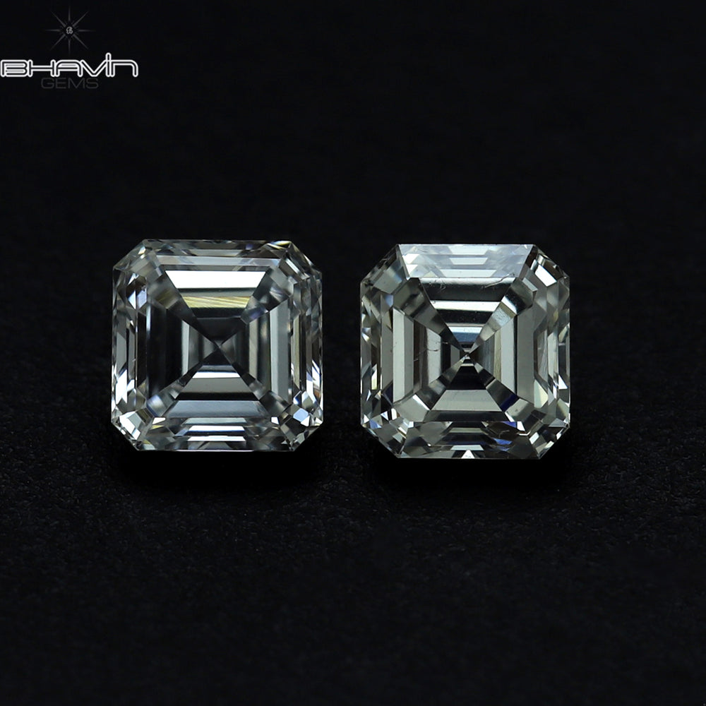 0.30 CT/2 Pcs Asscher Shape White (G+) Color Natural Loose Diamond VVS-VS Clarity (3.00 MM)