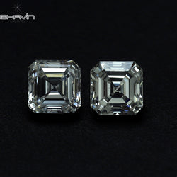 0.30 CT/2 Pcs Asscher Shape White (G+) Color Natural Loose Diamond VVS-VS Clarity (3.00 MM)