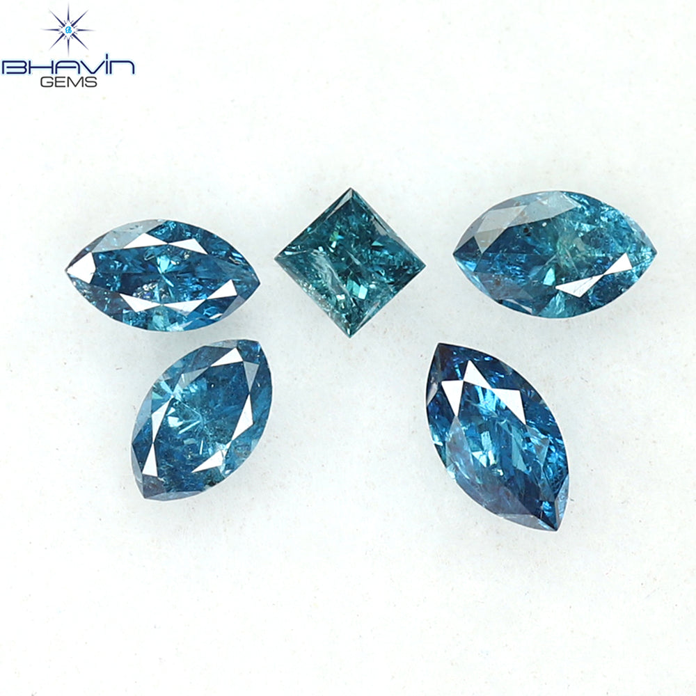 0.48 CT/5 PCS Marquise Diamond Natural Diamond Blue Diamond I2 Clarity (4.44 MM)