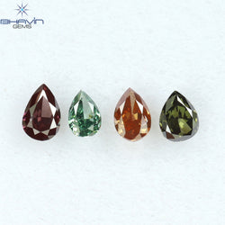 0.46 CT/4 Pcs Pear Shape Natural Diamond Mix Color VS2 Clarity (4.06 MM)