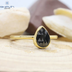 Pear Diamond, Natural Diamond Ring, Salt And Papper Diamond, Gold Ring, Engagement, Wedding Ring, Diamond Ring