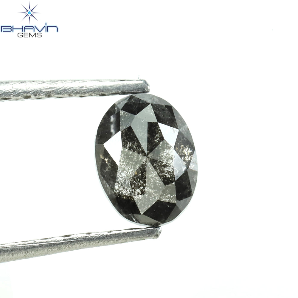 0.50 CT Oval Shape Natural Diamond Salt And Pepper Color I3 Clarity (5.56 MM)