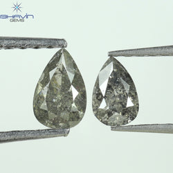 0.42 CT/2 Pcs Pear Shape Natural Loose Diamond Salt And Pepper Color I3 Clarity (5.26 MM)