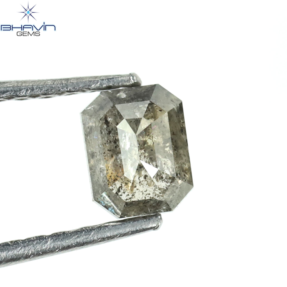 1.00 CT アッシャー シェイプ ナチュラル ダイヤモンド ソルト アンド ペッパー カラー I3 クラリティ (5.72 MM)