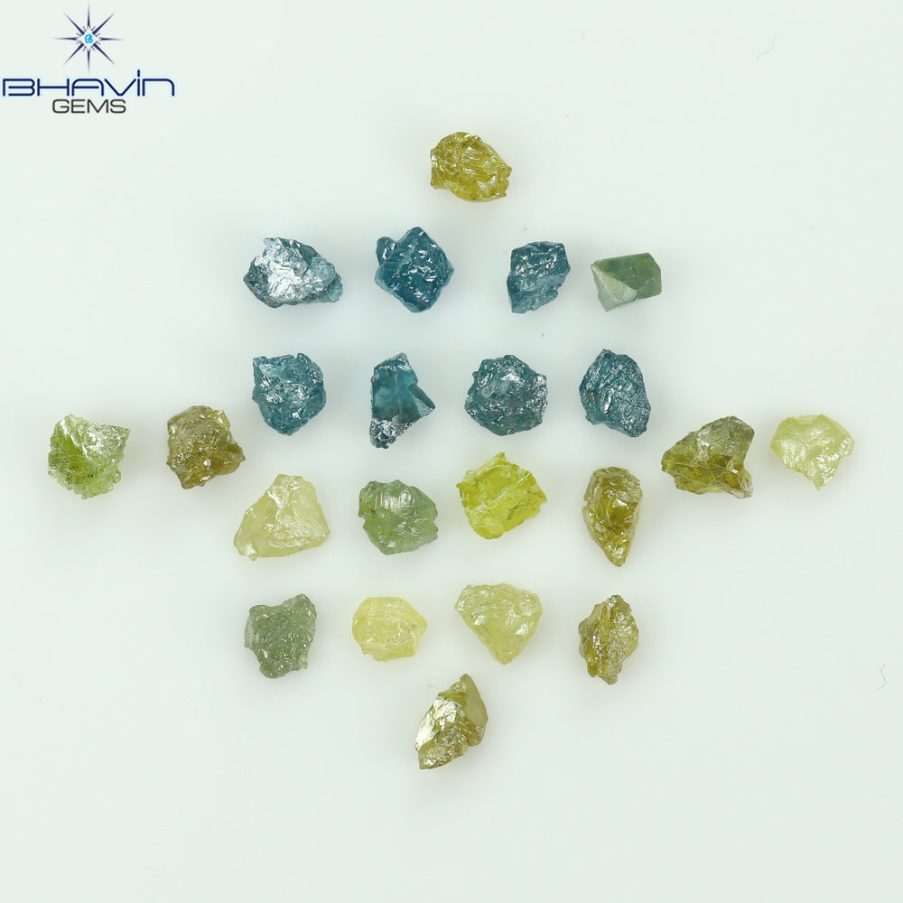 1.89 CT/22 PCS Rough Shape Enhanced Mix Color Natural Diamond I3 Clarity (3.30 MM)