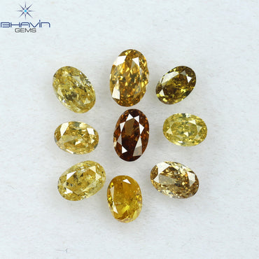 1.31 CT/9 Pcs Oval Shape Natural Diamond Mix Color SI Clarity (3.45 MM)
