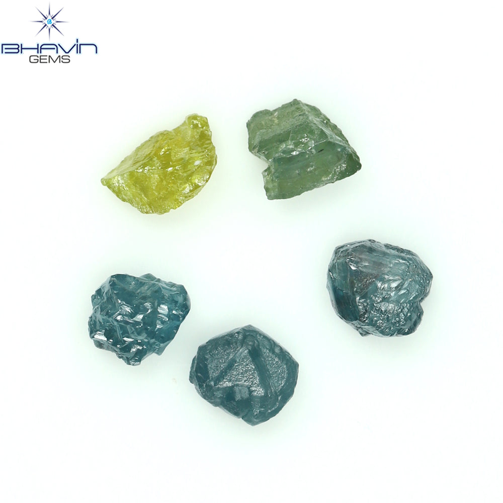 0.97 CT/5 PCS Rough Shape Enhanced Mix Color Natural Diamond I3 Clarity (4.17 MM)
