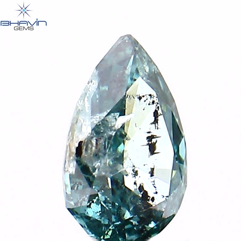 0.22 CT Pear Shape Natural Diamond Blue Color I1 Clarity (4.80 MM)
