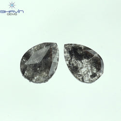 1.01 CT/2 Pcs Pear Slice Shape Natural Diamond Salt And Pepper Color I3 Clarity (8.17 MM)