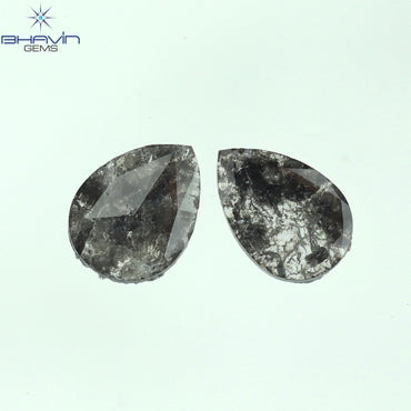 1.01 CT/2 Pcs Pear Slice Shape Natural Diamond Salt And Pepper Color I3 Clarity (8.17 MM)
