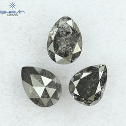 0.95 CT/3 PCS Pear Shape Natural Diamond Salt And pepper Color I3 Clarity (5.02 MM)