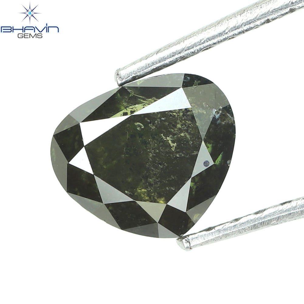 1.06 CT Heart Shape Natural Diamond Enhanced Green Color I2 Clarity (5.48 MM)