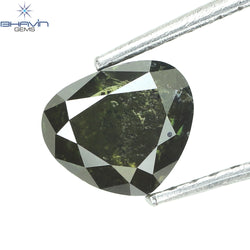 1.06 CT Heart Shape Natural Diamond Enhanced Green Color I2 Clarity (5.48 MM)
