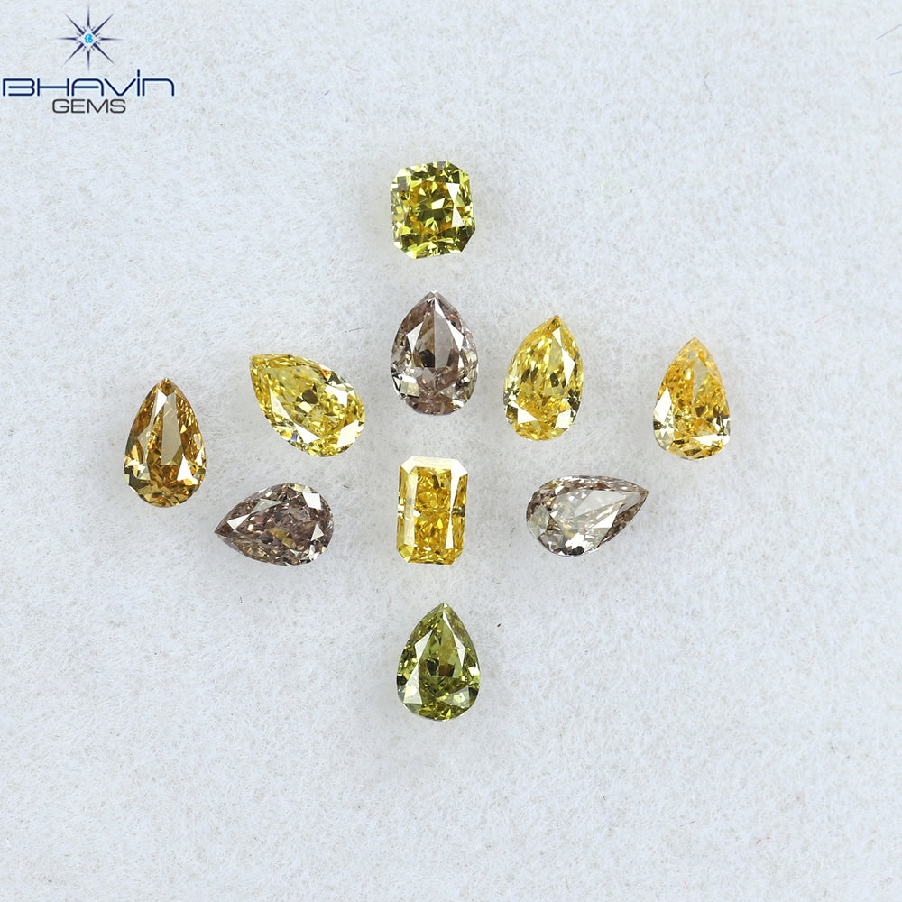 0.65 CT/10 Pcs Mix Shape Natural Diamond Mix Color VS2 Clarity (3.43 MM)