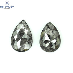 0.57 CT/2 Pcs Pear Shape Natural Loose Diamond Salt And Pepper Color I3 Clarity (5.63 MM)