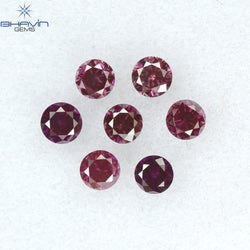 0.39 CT/7 PCS Round Diamond Pink Color Natural Diamond I1 Clarity (2.40 MM)