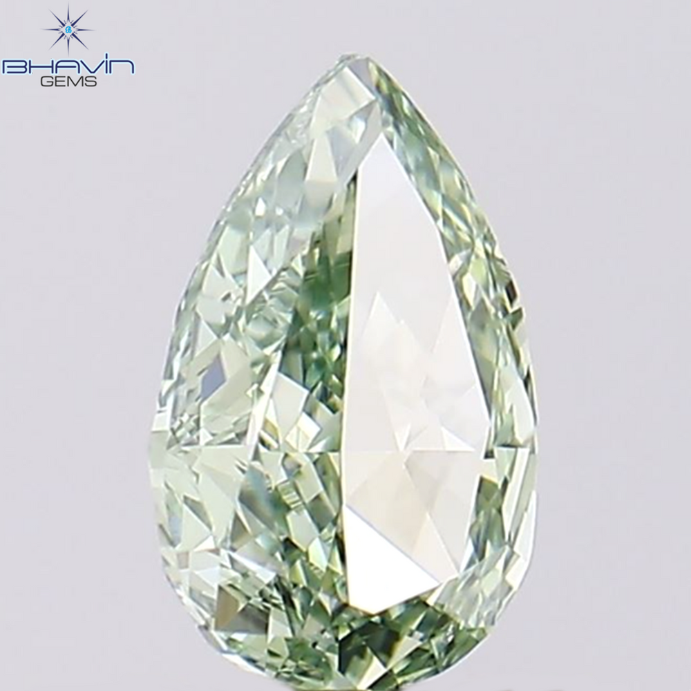 0.75 CT Pear Shape Natural Diamond Bluish Green Color VS2 Clarity (7.30 MM)