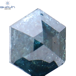1.02 CT Hexagon Shape Natural Diamond Blue Color I3 Clarity (6.82 MM)