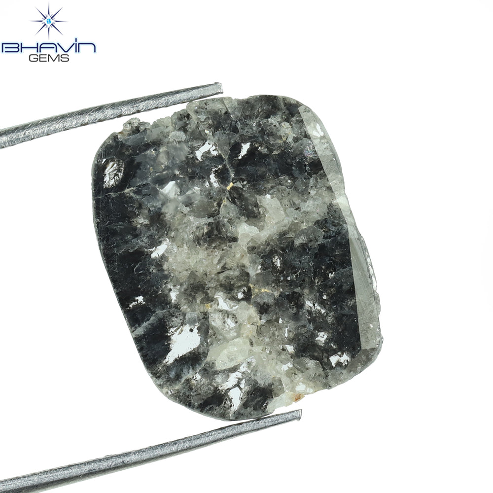 2.70 CT Slice Shape Natural Diamond Salt And Pepper Color I3 Clarity (15.64 MM)