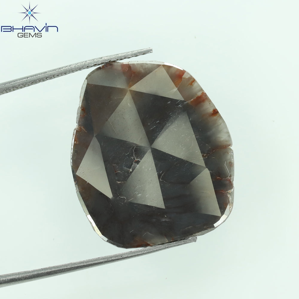 7.13 CT Slice Shape Natural Diamond Brown Gray Color I3 Clarity (22.00 MM)