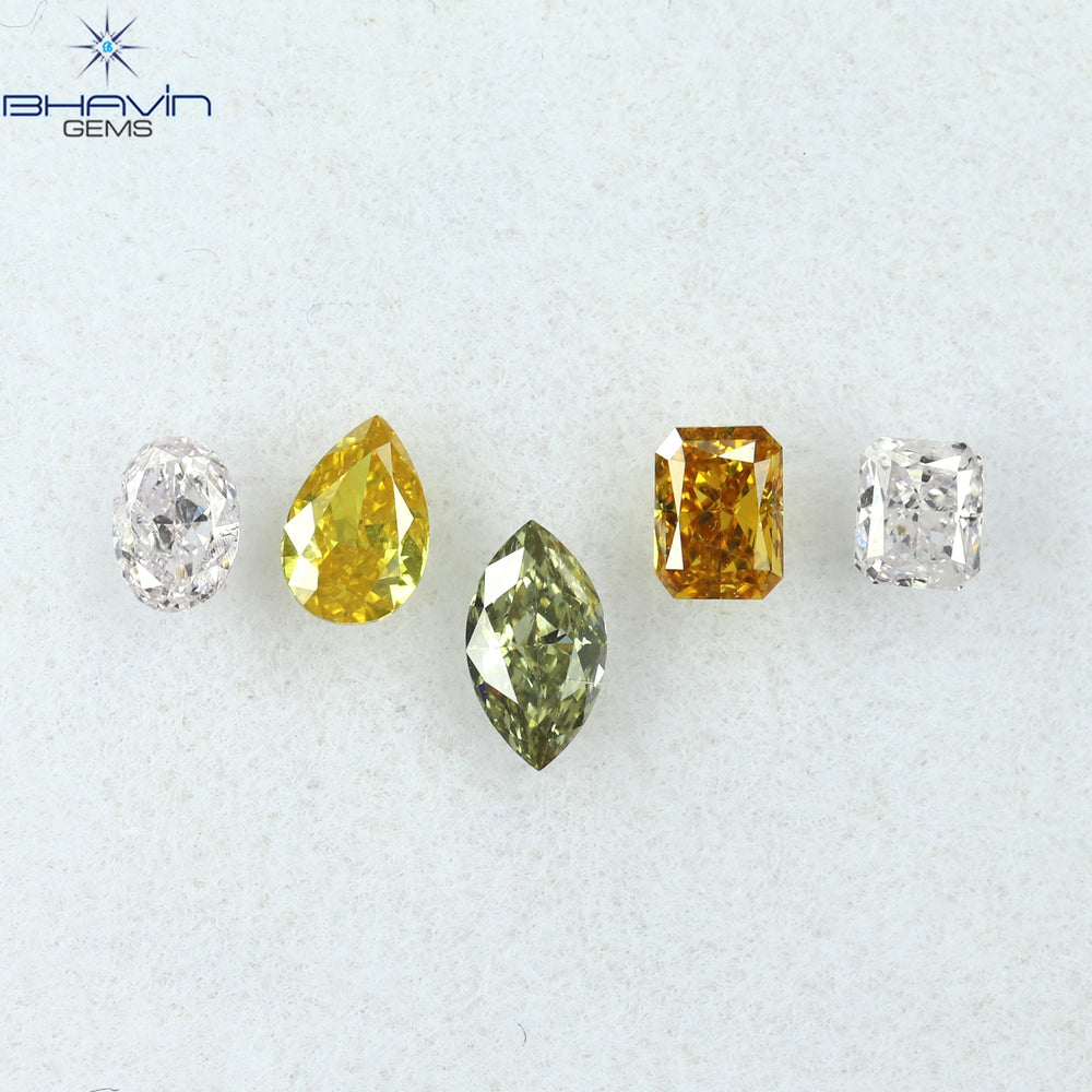0.42 CT/5 Pcs Mix Shape Natural Diamond Mix Color VS-SI Clarity (4.25 MM)