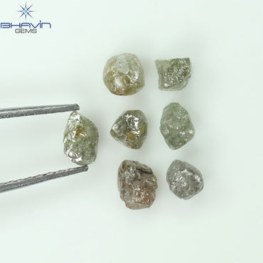 2.17 CT/7 個のラフ シェイプ ソルト アンド ペッパー カラー ナチュラル ダイヤモンド I3 クラリティ (3.77 MM)