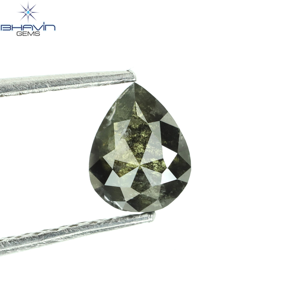 0.61 CT Pear Shape Natural Diamond Black Color Opaque Clarity (6.20 MM)