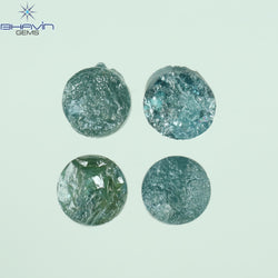 1.05 CT、ノーカット ポルキ シェイプ、天然ダイヤモンド、ブルー カラー、I3 クラリティ (5.42 MM)