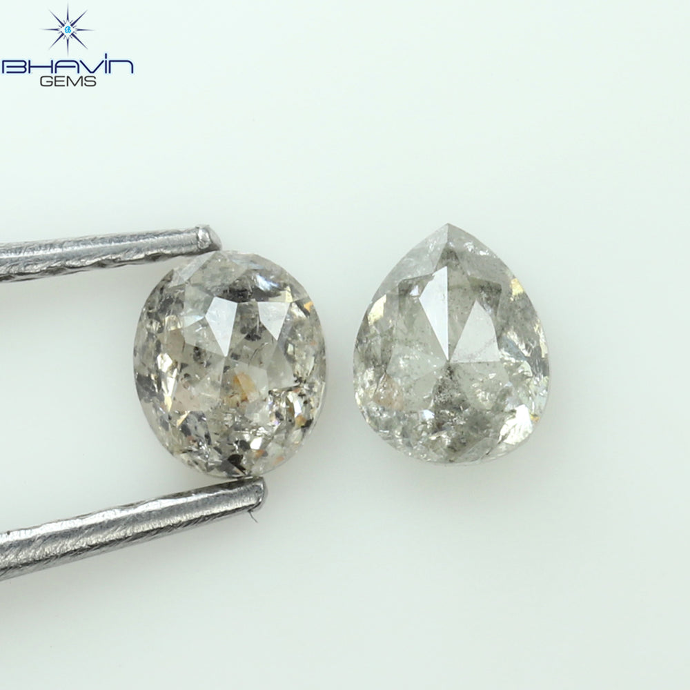 0.54 CT/2 PCS Mix Shape Natural Diamond Salt And Pepper Color I3 Clarity (4.29 MM)