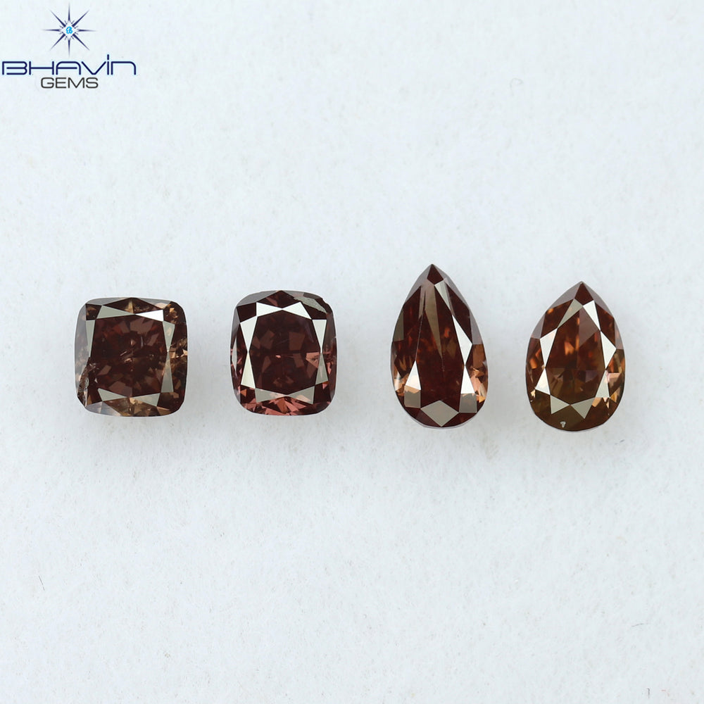 0.54 CT/4 Pcs Mix Shape Natural Diamond Pink Color SI1 Clarity (4.42 MM)