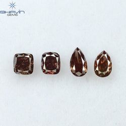0.54 CT/4 Pcs Mix Shape Natural Diamond Pink Color SI1 Clarity (4.42 MM)
