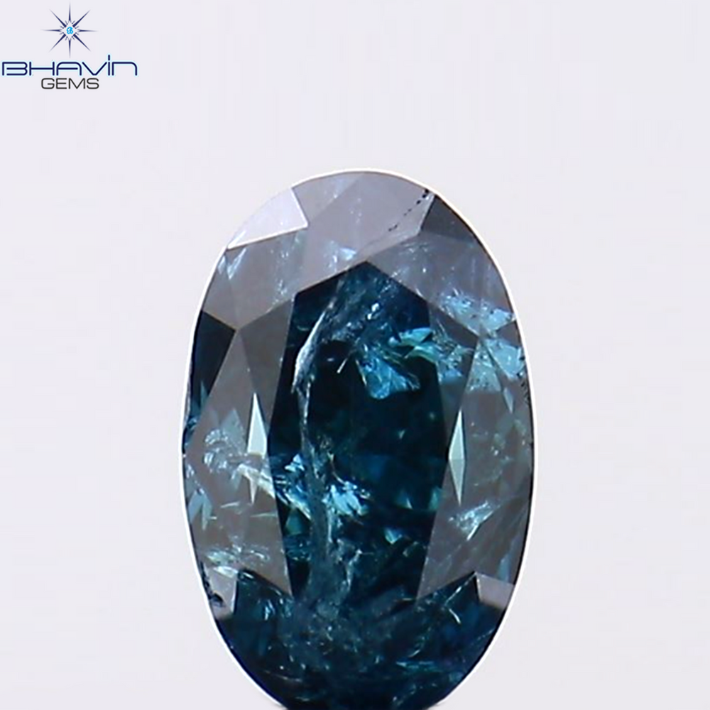 0.18 CT Oval Shape Natural Diamond Blue Color I3 Clarity (4.12 MM)