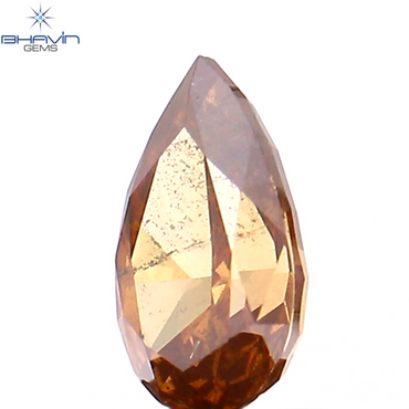 0.35 CT Pear Shape Natural Diamond Pink Orange Color SI1 Clarity (5.73 MM)