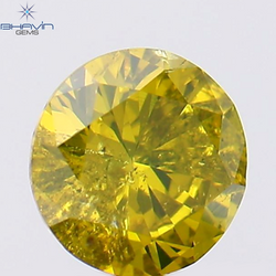 0.31 CT Round Shape Natural Diamond Green Yellow Color I1 Clarity (4.39 MM)