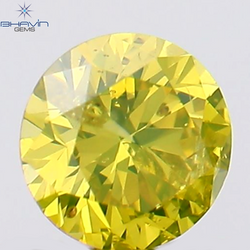 0.13 CT Round Shape Natural Diamond Green Yellow Color SI2 Clarity (3.24 MM)