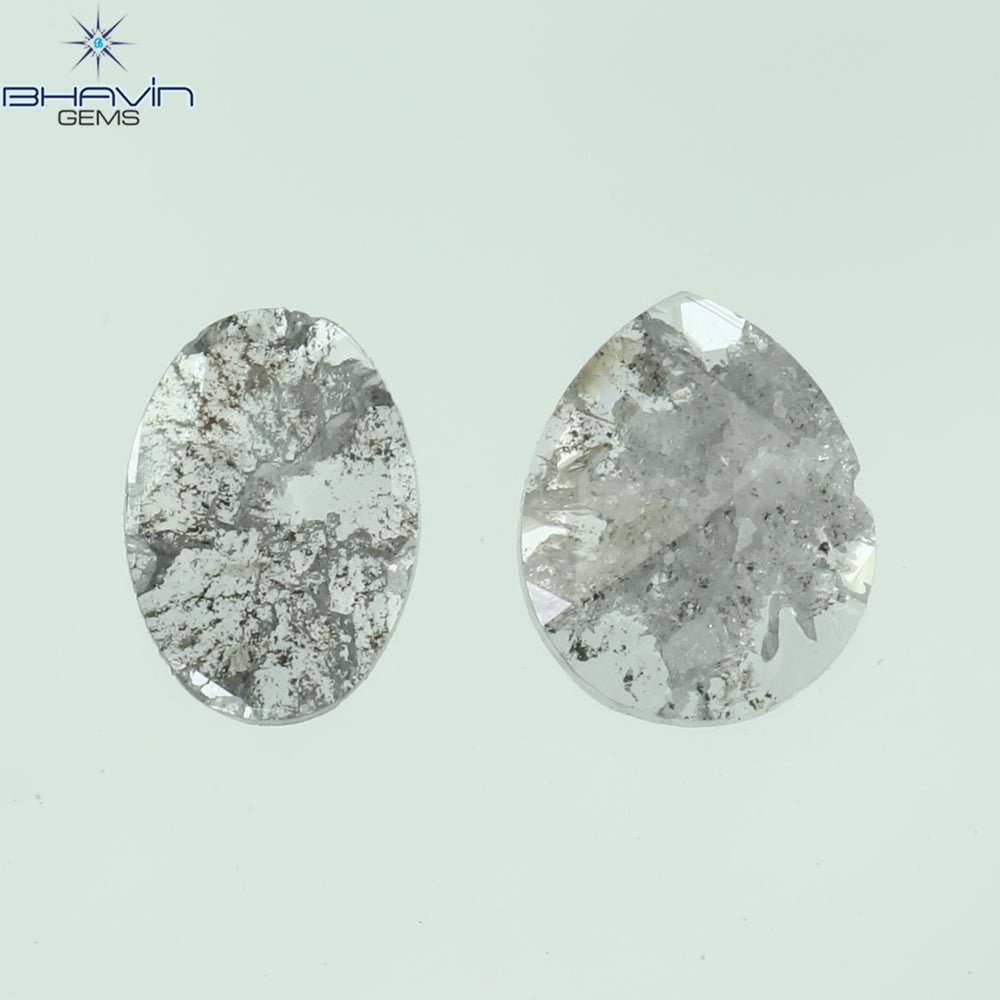 0.19 CT/2 Pcs Mix Slice Shape Natural Diamond Salt And Pepper Color I3 Clarity (4.58 MM)