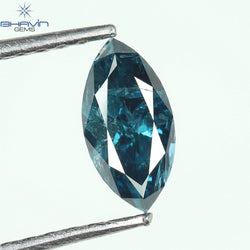 0.60 CT Marquise Shape Natural Diamond Blue Color I3 Clarity (7.62 MM)