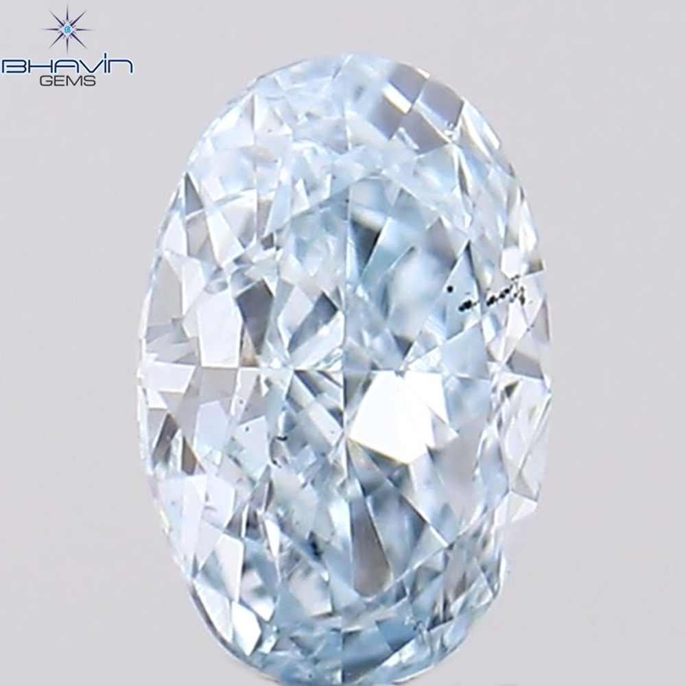 0.11 CT Oval Shape Natural Diamond Greenish Blue Color VS2 Clarity (3.60 MM)