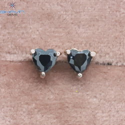 Diamond Pendant-Earring, Heart Diamond, Black Diamond, Yellow Gold, Bridal Necklace