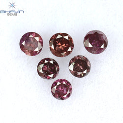 0.26 CT/6 Pcs Round Shape Natural Loose Diamond Pink Color I1 Clarity (2.25 MM)